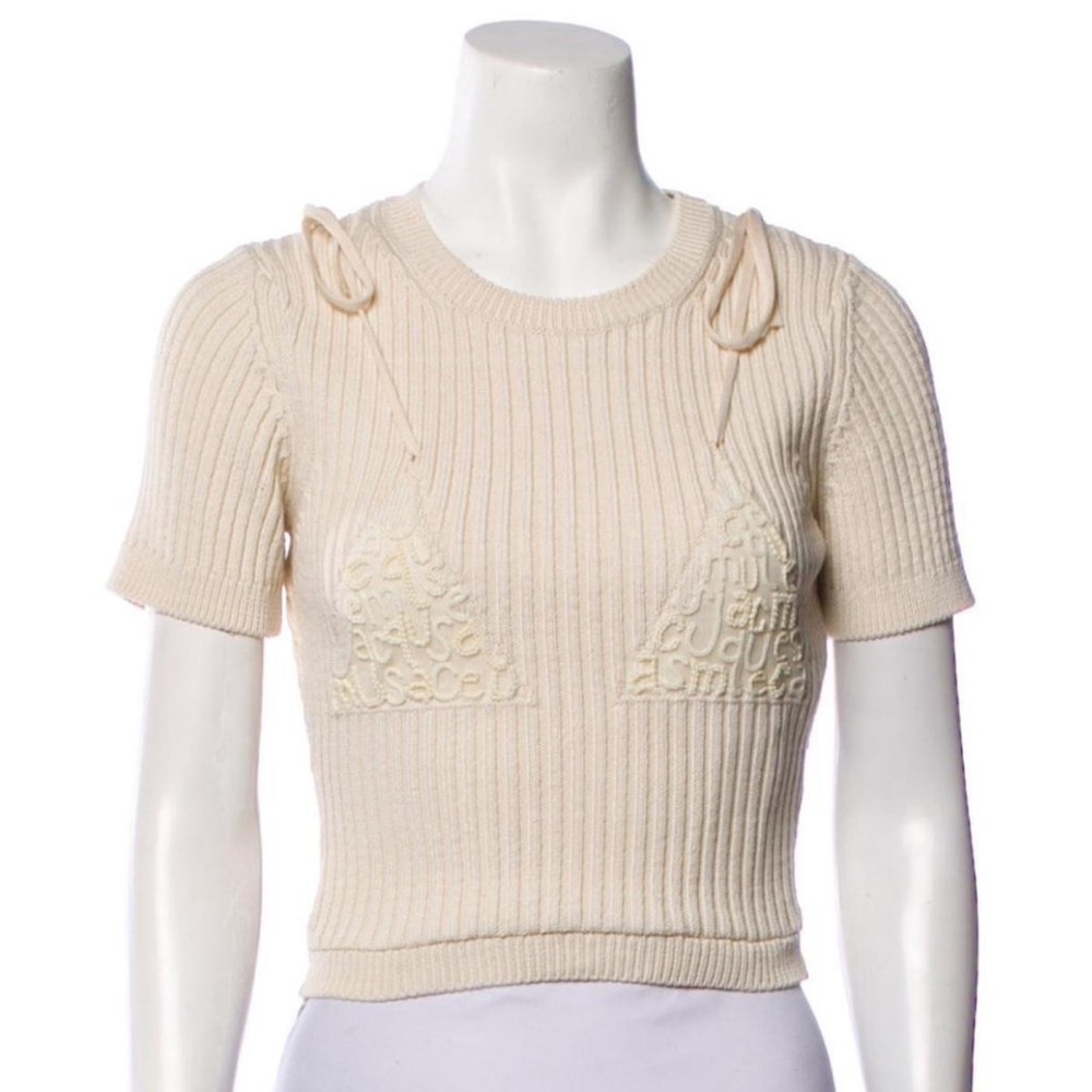Jacquemus Crew Neck Top with cute bikini design.